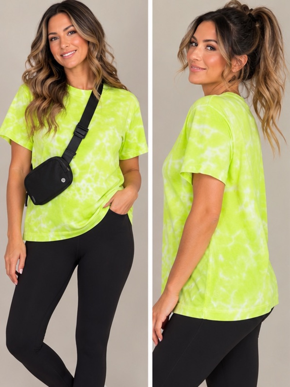 (#37) Lululemon All Yours Tie Dye T-Shirt Marmoleado Eccentric Lime (10 estm)
